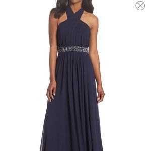 Eliza j halter cross neck gown